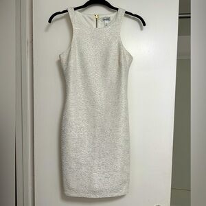 Speechless White & Gold Flaked Cocktail Dress